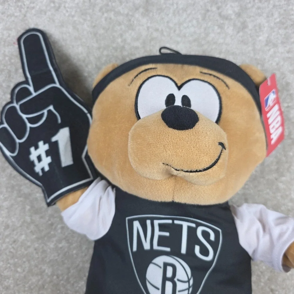 NBA Brooklyn Nets Mascot Plush Bear Stuffed Animal Plush #1 Fan Basketball NWT‎